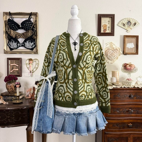 no brand Sweaters - vintage funky cozy abstract whimsical cardigan